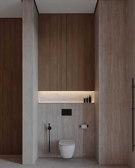 “Mixing travertine, warm wood shades, black and dark grey accessories adds a touch of natural beauty, sophistication, and timeless splendor to the bathroom interior.” Master Bathroom Design | UAE Project year: 2024 #coronarender #cg #design #visualization #render_contest #renderbox #render #designmilk #3drender #3d #renderlovers #closeup #renderawards #zen #vwartclub #3dsmax #renderlovers #belgium #allofarchitecture #archilovers #yellowtrace #yatzer #dezeen #allofrenders #designbunker #bed... Travertine And Black Bathroom, Grey Travertine, Travertine Bathroom, Grey Accessories, Dark Wood Bathroom, Vw Art, Gray Accessories, Wood Shades, Wood Bathroom