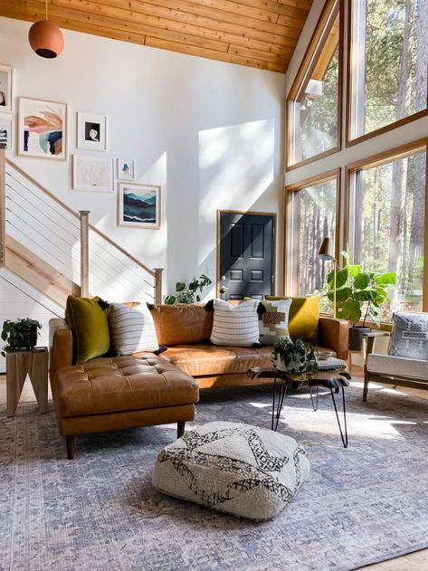 Oregon House, Mid Century Living, Mid Century Living Room, Living Room Photos, A Frame House, Modern Cabin, A Living Room, Own Home, Pretty House