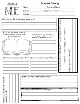 Student Survey All About Me 618 All About Me Middle School Printable, All About Me 4th Grade, All About Me Template, All About Me, All About Me Project, Student Survey, About Me Template, All About Me Activities, About Me Activities