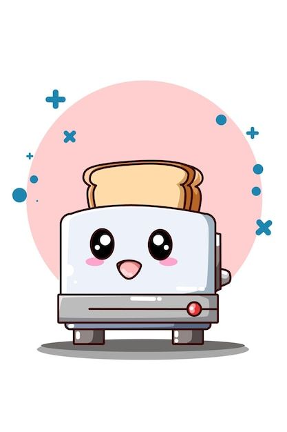 Cute and funny toaster with bread icon c... | Premium Vector #Freepik #vector #toast #toast-bread #bread-slice #breakfast Bread Icon, Bread Toaster, Banner Drawing, Cartoon Illustration, Vector Photo, Cartoon Drawings, Premium Vector, Cute Drawings, Graphic Resources