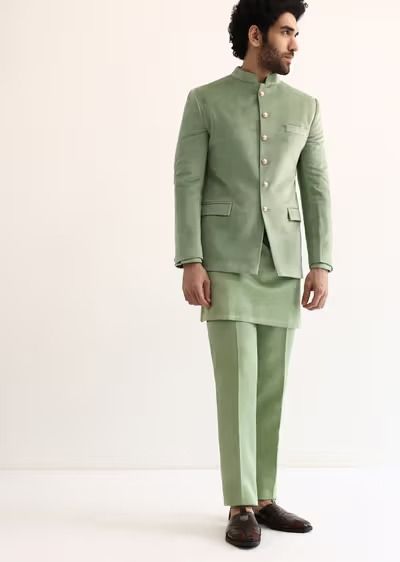 Green Jodhpuri Suit In Suede For Men Green Jodhpuri Suits For Men Wedding, Green Jodhpuri, Jodhpuri Suits For Men Wedding, Jodhpuri Suits, Suit For Men Wedding, Crop Top Suit, Jodhpuri Suits For Men, Kids Bridal, Wedding Salwar Kameez