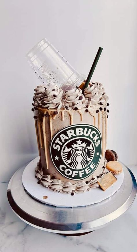 Starbucks Cake Ideas, Starbucks Cakes Birthday Ideas, Starbucks Themed Cake, Stranger Cake, Birthday Cake Starbucks, Starbucks Birthday Cake, Starbucks Birthday Party, Starbucks Party, Starbucks Cake