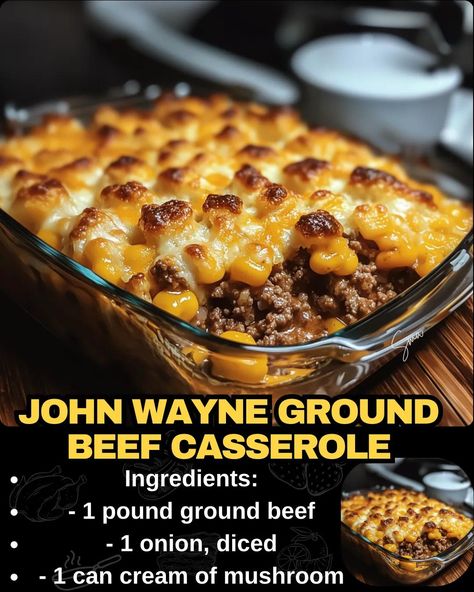 John Wayne Ground Beef Casserole Tater Tot Casserole With Cream Of Mushroom, Ground Beef Recipes With Velveeta Cheese, John Wayne Casserole With Tater Tots, Ground Beef And Tater Tot Recipes, Casserole Recipes With Ground Beef, One Pound Ground Beef Recipes, Hobo Casserole Ground Beef, Tater Tot Casserole With Ground Beef, Ground Beef Cream Cheese