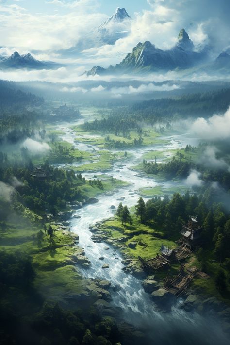 High Fantasy Landscape, Fantasy World Landscapes, Fantasy Mountain Landscape, Dnd Scenery, Fantasy Mountains, Dnd City, Mountain Kingdom, Epic Landscape, Plains Landscape