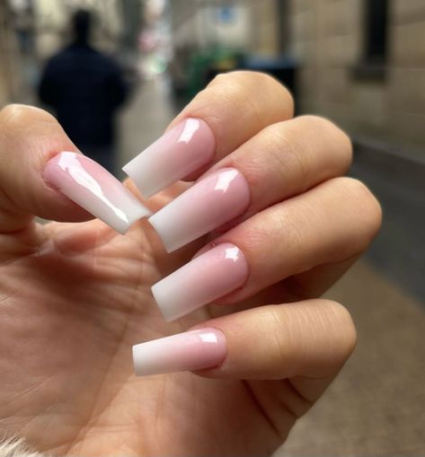 Long Square Tip Nails, Long Square Acrylic Nails Ombre, Light Pink Nails Ombre, Pink Nails Soft, Ombre Nails Square, Nails French Pink, Acrylic Nails Ombre, Marble Nails Tutorial, Nails Long Square