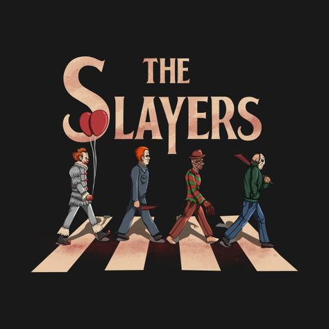 Check out this awesome 'the slayers' design on @TeePublic! Posters Horror, Road Png, Helloween Wallpaper, Horror Posters, Horror Movie Art, Dope Cartoon Art, Horror Characters, Dog Halloween, Halloween Wallpaper