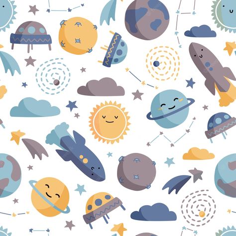 Space Pattern, Pattern Printable, Boys Pattern, Star Cloud, Desktop Background, Pattern Baby, Vintage Typography, Pattern Seamless, Repeat Pattern