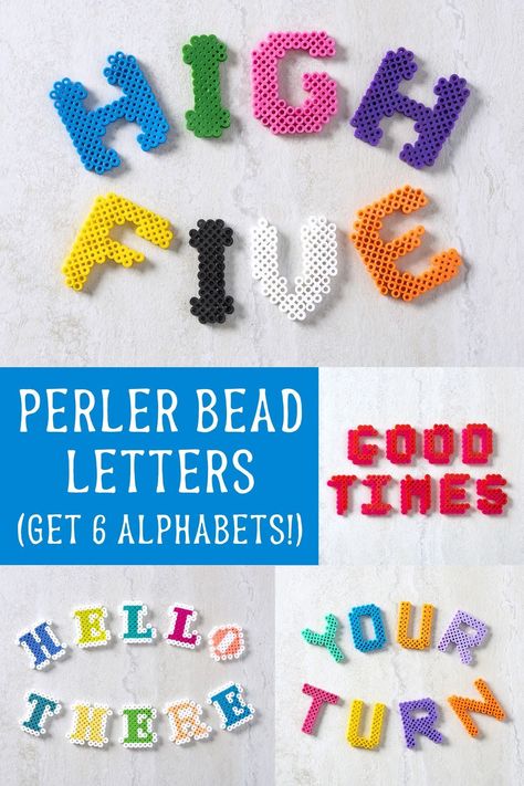 It’s easy to make perler bead letters and then turn them into words or phrases! Get six alphabets here and use them in lots of projects. Perler Beads Letters Alphabet, Alphabet Perler Beads Letter Patterns, Perler Bead Alphabet Patterns, Perler Bead Letters Alphabet, Perler Bead Alphabet, Perler Bead Letters, Kids Crafts Summertime, Bead Letters, Bead Things