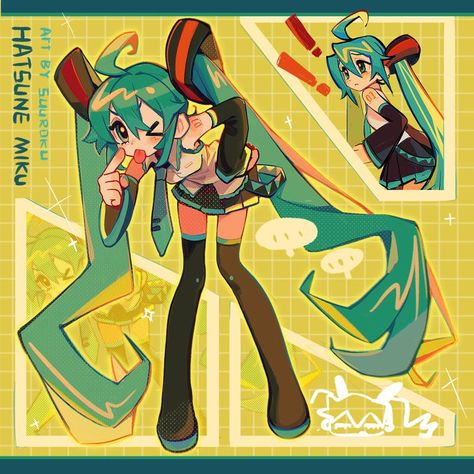 Miku Hatsune Vocaloid, Vocaloid Characters, 영감을 주는 캐릭터, Cute Art Styles, Sketchbook Art Inspiration, Art Inspiration Drawing, Funky Art, An Anime, 귀여운 동물