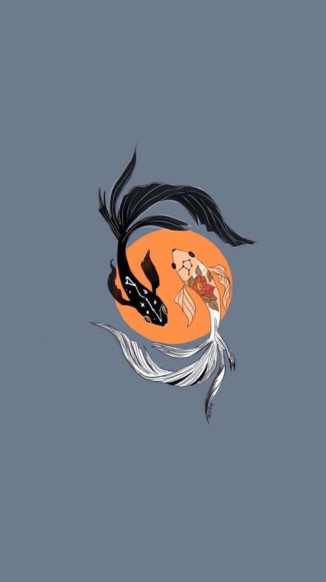 Cute Pisces Wallpaper, Koi Fish Lockscreen, Koi Wallpaper Iphone, Pisces Wallpaper Backgrounds, Yinyang Aesthetic, Gemini Wallpaper Iphone, Koi Fish Wallpaper Iphone Aesthetic, Pisces Background, Pisces Aesthetic Art