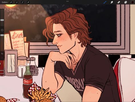 Punk Steve Harrington Fanart, Fem Steve Harrington, Punk Steve Harrington, Steve Harrington Fanart, Steve Fanart, Starcourt Mall, Byler Fanart, Mom Characters, Stranger Things Steve