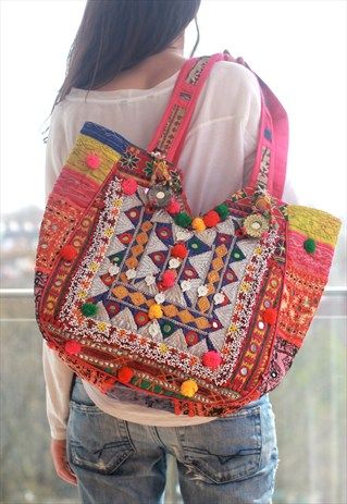 Indian Bags Handmade, Crochet Potli Bag, Indian Bags, Bohemian Style Bag, Handpainted Tote Bags, Boho Chic Bags, Bohemian Bag, Boho Tote Bag, Potli Bag