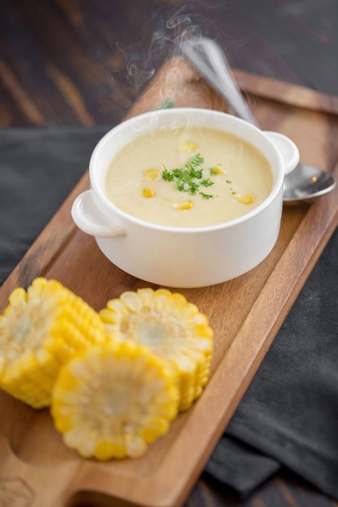 Crab And Corn Soup, Cream Of Corn Soup, White Curry, Chicken Corn Soup, Cream Corn, Curry Soup, Corn Soup, Creamed Corn, Soup Plating