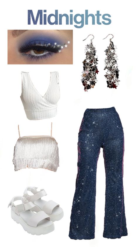 Eras Tour Outfit Ideas Summer, Taylor Swift Eras Concert Outfit Midnights, Taylor Swift Midnights Era Outfits Ideas, Midnight Era Tour Outfits, Thrifted Party Outfits, Taylor Swift Concert Outfit Ideas Midnight, Midnights Outfit Taylor Swift Ideas, Taylor Swift Concert Midnights Outfit, Concert Costumes Ideas