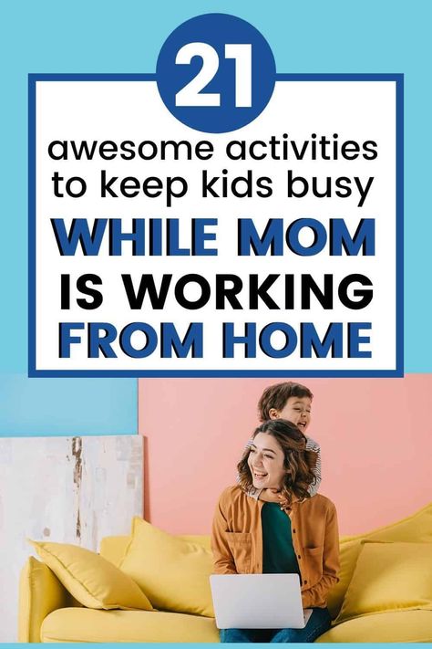 21 Awesome Activities to Keep Your Kids Busy While You Work from Home - Here are some activities to keep your children happy and busy so you can keep your sanity while working from home. Includes free printable checklist of activity ideas for kids. Boredom busters for kids. independent activites. How to work from home with kids. With free printable checklist. Activities To Keep Kids Busy, Activity Ideas For Kids, Boredom Busters For Kids, Keep Kids Busy, Keeping Kids Busy, Mom Schedule, Independent Activities, Working Parent, Mom Life Hacks