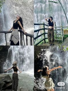 Waterfalls Picture Ideas, Standing Poses Aesthetic, Waterfalls Outfit Ideas, Nature Photo Poses, Waterfall Photo Ideas, Poses Near Waterfall, Waterfall Outfit Ideas, Waterfall Poses Photo Ideas, Waterfall Outfit