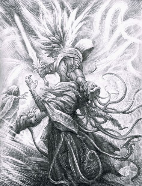 "Tyrael" The Archangel Of Justice, battling Tal-Rasha, from the "Diablo" series by Blizzard Entertainment Petar Meseldzija, Angel Warrior Tattoo, Angelic Art, Archangel Michael Tattoo, St Michael Tattoo, Archangel Tattoo, Demon Tattoo, Warrior Tattoos, Angel Tattoo Designs