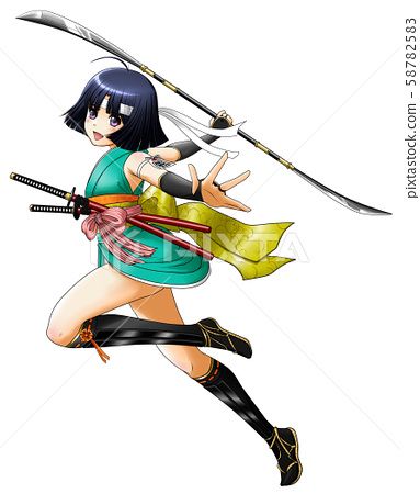 Double Naginata daughter Naginata Pose, Fantasy Clothes, Japanese Warrior, Cute Anime Chibi, Action Poses, Inuyasha, Fantasy Clothing, Anime Poses, Anime Chibi