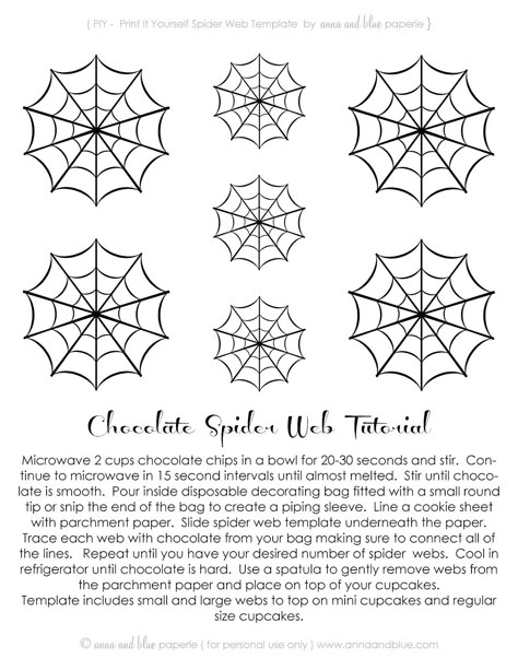 Free Printable~Chocolate Spider Web-Tutorial ....<3anna and blue paperie Chocolate Spider Web, Spider Web Template, Chocolate Spiders, Royal Frosting, Royal Icing Templates, Icing Transfers, Man Cake, Royal Icing Transfers, Cake Templates