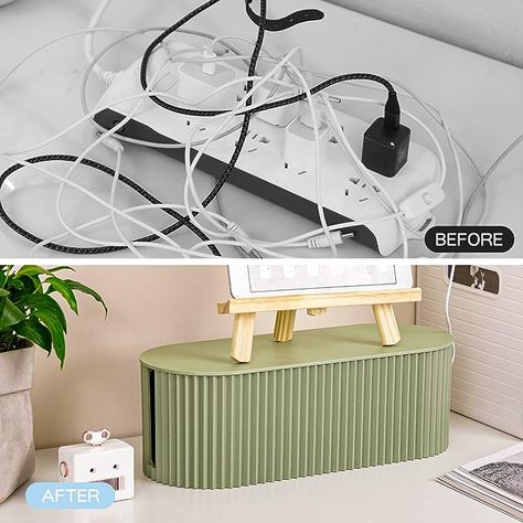 Cord Organizer Box with 10 Cable Ties, Power Strip Storage to Hide Charger Adapter Power Cord Charging Station(Small/Green) Geometric Tray, Cable Management Box, Colorful Desk, Hanging Shoe Organizer, Nightstand Light, Hanging Shoes, Cord Organizer, Blue Glass Vase, Cord Organization