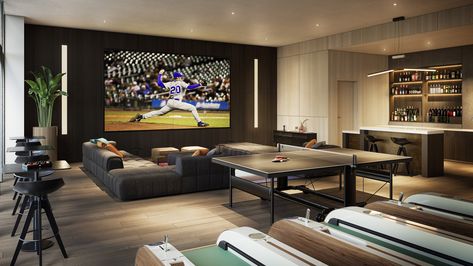 Virtual Golf, Amazing Home Office, Luxury Game Room, Golf Simulator, Home Cinema Room, Chicago Apartment, Game Room Bar, Home Theater Rooms, Downtown Chicago