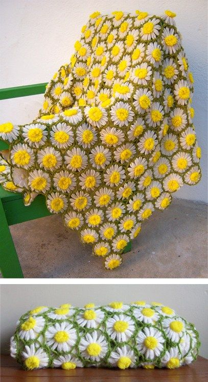 Daisy Afghan, Crochet Images, Crochet Flower Blanket, Crochet Baby Blanket Free Pattern, Confection Au Crochet, Crochet For Beginners Blanket, Crocheted Flowers, Flower Blanket, Crochet Daisy