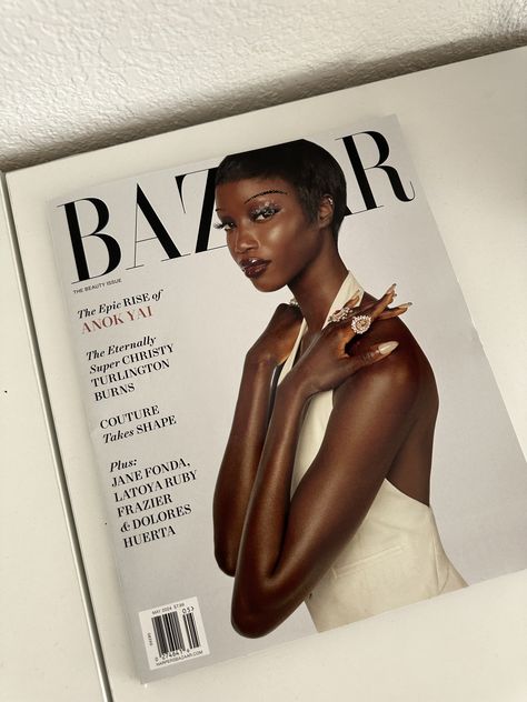 african american black female model bazaar aesthetic minimal fashion magazine cover luxury white designer Vogue Cover Black Woman, African Magazine Cover, Black Women Magazine Cover, Black Model Photoshoot Editorial, African Princess Aesthetic, African Models Female, Feminine Aesthetic Home, Bazaar Aesthetic, African American Aesthetic