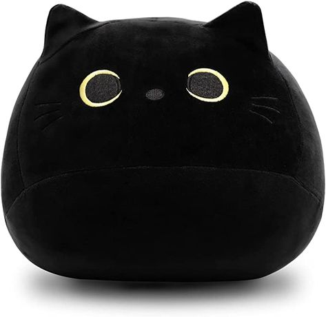 Black Cat Stuffed Animal, Kawaii Pillow, Black Cat Pillow, Black Cat Plush, Cat Soft Toy, Chat Kawaii, Gatto Carino, Bantal Sofa, Cat Plush Toy