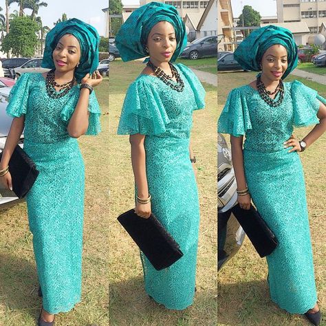 Iro and Buba Simple Lace Styles http://www.dezangozone.com/2016/05/iro-and-buba-simple-lace-styles.html Blouse Designs For Wrapper, Blouse Lace Styles, Iro And Blouse Lace Styles Latest, Iro And Blouse, Nigerian Clothes, Iro And Buba, Nigerian Dress, Latest Aso Ebi Styles, Nigerian Lace Styles