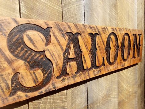 Saloon Sign, Cowboy Bar, Western Toilet, Cowboys Bar, Western Signs, Carved Wood Wall Art, Cowboy Decorations, Carved Signs, Horseshoe Crafts