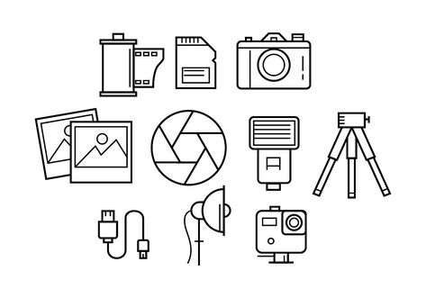 Free Photography Line Icon Vector Outline Photography, Photography Clipart, Drawing Icons, Photography Icon, Photography Vector, Outline Pictures, Icon Photography, Camera Illustration, Snow Photoshoot