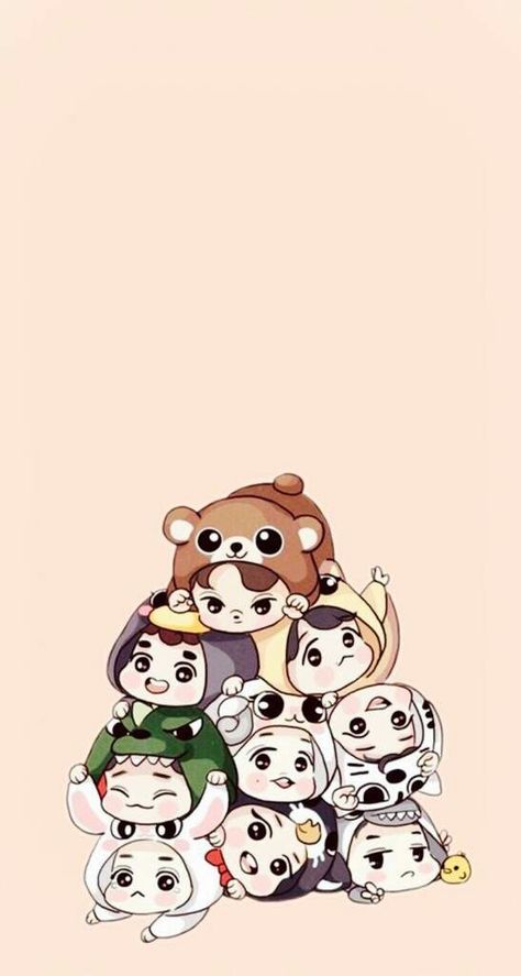 Exo Chibi Wallpaper, Exo Cartoon Wallpaper, Exo Fanart Wallpaper, Exo Cartoon, Exo Chibi Fanart, Exo Anime, Exo Stickers, Exo Group, Exo Background