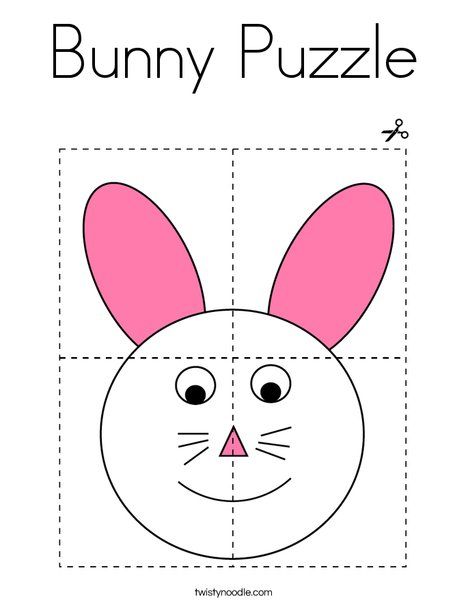 Bunny Puzzle Coloring Page - Twisty Noodle Bunny Theme Preschool Activities, Bunny Activities For Preschool, Bunny Worksheet, Bunny Crafts For Toddlers, Easter Bunny Activities, Easter Learning Activities, All About Me Preschool Theme, Bunny Activities, Me Preschool Theme