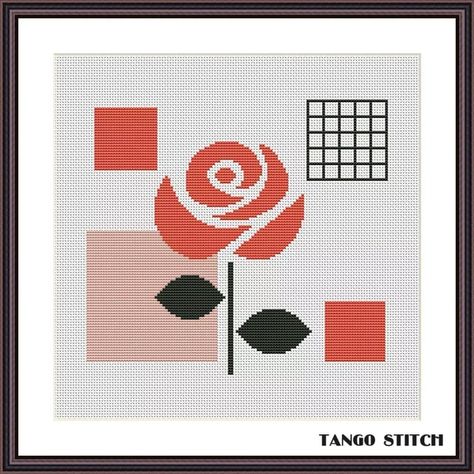 Stitch up some cool vibes with this modern optical illusion ornament! This Floor mosaic illusion cross stitch hand embroidery pattern will add an intriguing touch to any space with its intricate optical illusion design. Modern cross stitch pattern brings a unique touch of style and depth. Rose Cross Stitch Pattern, Cross Stitch Quotes, Geometric Rose, Easy Cross Stitch Patterns, Funny Cross Stitch Patterns, Stitch Gift, Red Rose Flower, Cross Stitch Patterns Flowers, Hand Embroidery Projects