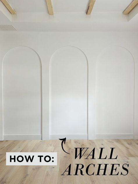 Living Room Diy Accent Wall, Arched Bedroom Wall, Home Office Wall Trim Ideas, Living Dining Wall Design, Paneling On Textured Walls, Decor Above Couch Tall Ceiling, Modern Primary Bedroom Ideas 2023, Arch Molding Accent Wall, Wall Treatments For Textured Walls