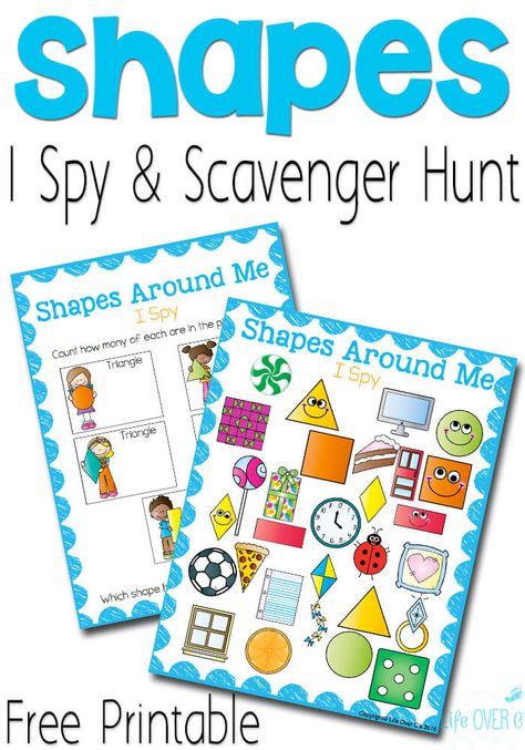 Your preschoolers need these shape I spy and scavenger hunt free printables! These are such a cute idea for your kids to learn from! Children count how many squares, rectangles, triangles, circles, and rhombuses. It's so much fun for them because they get to play a game while they learn! There's really nothing more fun to preschoolers than being able to play while they learn! #shapesactivity #games #preschool #freeprintable #playbasedlearning #learningshapes #Ispy 2d Shapes Activities, Counting For Kids, Printable Shapes, Playbased Learning, Shape Games, Shapes Preschool, Learning Shapes, Shapes Activities, Math Printables