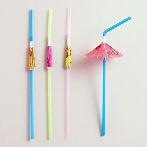 Umbrella Straws | 23 Straws for Summer Sippers Poolside Ideas, Soda Floats, Outdoor Movie Theater, Hawaiian Party Theme, Treat Bar, Colorful Umbrellas, Paper Umbrellas, Barbecue Tools, Cost Plus World Market