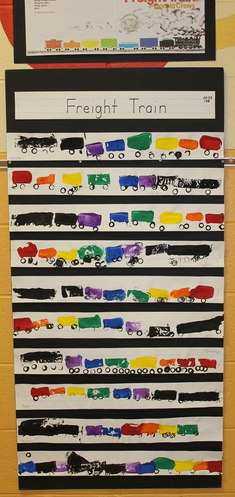 Donald Crews Activities, Freight Train Craft, Train Art Preschool, Pre K Transportation, Train Theme Preschool, Freight Train Book Activities, Prek Transportation, Kindergarten Transportation, Trains Preschool