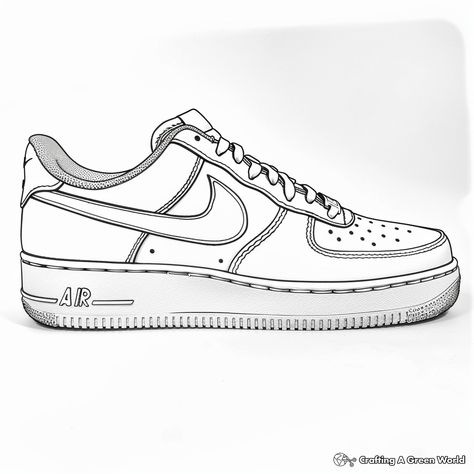 Air Force 1 Template, Nike Shoes Coloring Pages, Sneaker Coloring Page, Nike Coloring Pages, Nike Shoes Png, Nike Shoes Drawing, Nike Drawing, Sneaker Png, Sneakers Drawing