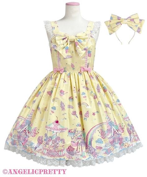 Milky Planet Ribbon JSK Set by Angelic Pretty Milky Planet, Pink Heart Emoji, Hair Accessories Set, Jumper Skirt, Tulle Lace, Skirt Design, Lolita Fashion, Ribbon Bows, Satin Ribbon