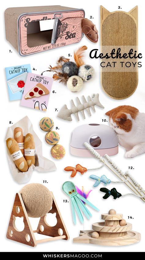 Neutral Cat Aesthetic, Cat Treat Puzzle Diy, Neutral Cat Toys, Cat Toy Aesthetic, Aesthetic Cat Products, Aesthetic Cat Toys, Aesthetic Cat Accessories, Cat Toys Aesthetic, Kitten Ideas