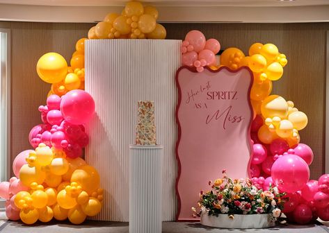 Aperol Spritz Themed Bridal Shower- Her Last SPRITZ as a MISS 🍹 🧡 • • • Backdrops, Balloons & Backdrop Flowers: @decorandvibes • Backdrop Decal: @signedbytobs • Cake: @ohmysweetreats • Photographer: @samuelbass • • #ottawa #orange #hotpink #balloongarland #613 #ottawaevents #bridalshower #bridetobe #aperolspritz #aperolspritztheme #pink #fuschia #ottawabridalshowers #ottawaeventdecor #sohochampagne #ottawaeventdesigner #misstomrs #bridalshowerdecor #decorandvibes #fyp #eventdecor #ottawae... Backdrop Flowers, Balloons Backdrop, Spring Bridal Shower, Balloon Backdrop, Flower Backdrop, Aperol Spritz, Bridal Shower Theme, Bridal Shower Decorations, Balloon Garland