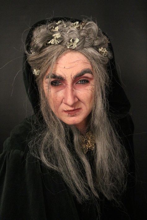 Old Crone Makeup, Old Lady Makeup Costume, Old Hag Makeup, Old Witch Makeup, Old Hag Costume, Hag Makeup, Witch Makeup Diy, Ghostly Makeup, Baroque Makeup