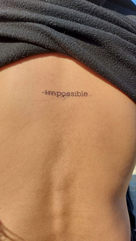 Impossible Tattoo Ideas, Nothing Is Impossible Tattoo, Impossible Tattoo, Perspective Tattoo, Business Tattoo, Perspective Tattoos, Simple Line Tattoo, One Word Tattoo, Tattoo Homme