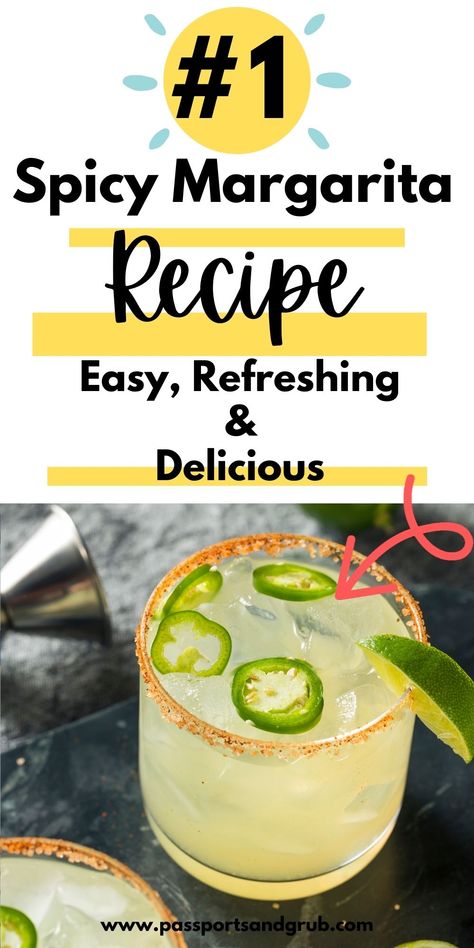 Spicy Margarita Recipe, Easy Margarita Recipe, Easy Margarita, Spicy Cocktail, Jalapeno Margarita, Tequila Margarita, Spicy Margarita, Best Cocktail Recipes, Boozy Drinks