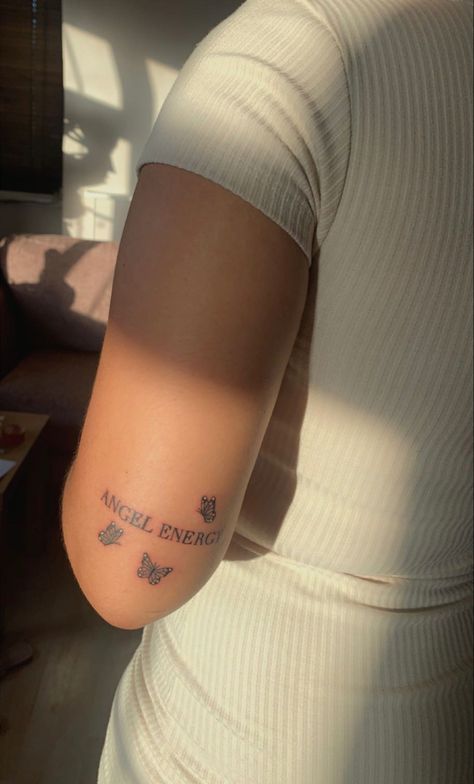 Angel Energy Tattoo, Energy Tattoo, Angel Energy, Bone Tattoos, Mini Tattoo, Collar Bone Tattoo, Collar Bone, Mini Tattoos, Tattoo Quotes