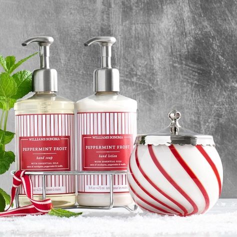 Christmas Preview | Williams Sonoma Hand Washing Technique, Peppermint Candles, Essential Oils Collection, Holiday Greenery, Holiday Mood, Botanical Oils, Holiday Candles, Natural Moisturizer, Peppermint Essential Oil