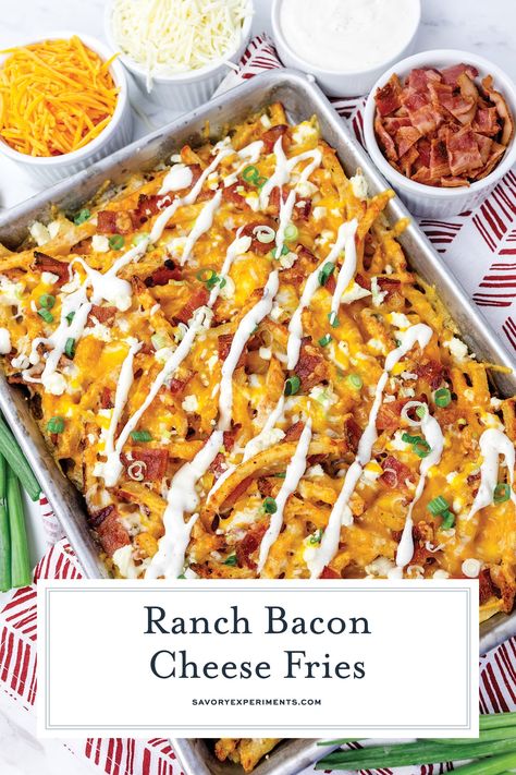 Loaded French Fry Recipes, Bacon Ranch Cheese Fries, Chicken Bacon Ranch Loaded Fries, Meals With Fries, Frozen French Fries Recipes, Chicken Bacon Ranch Fries, Bacon Ranch Fries, Loaded French Fries Recipe, Loaded Cheese Fries