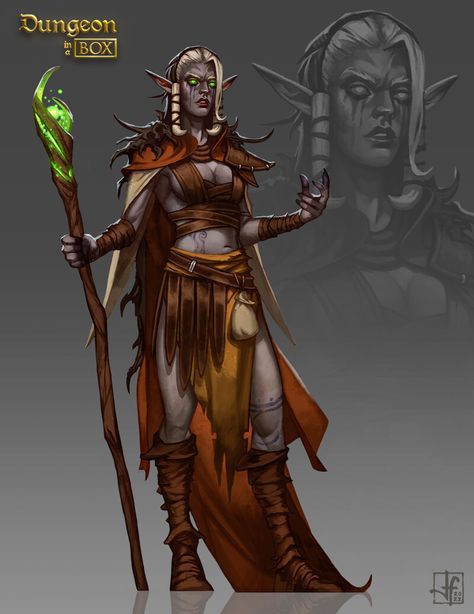 ArtStation - Dungeon in a BOX: Drow Set - Druid Female, Javier Franco Santacreu Drow Druid, Fantasy Races, Dungeons And Dragons Homebrew, Fantasy Warrior, In A Box, A Box, Dungeons And Dragons, Zelda Characters, Fictional Characters