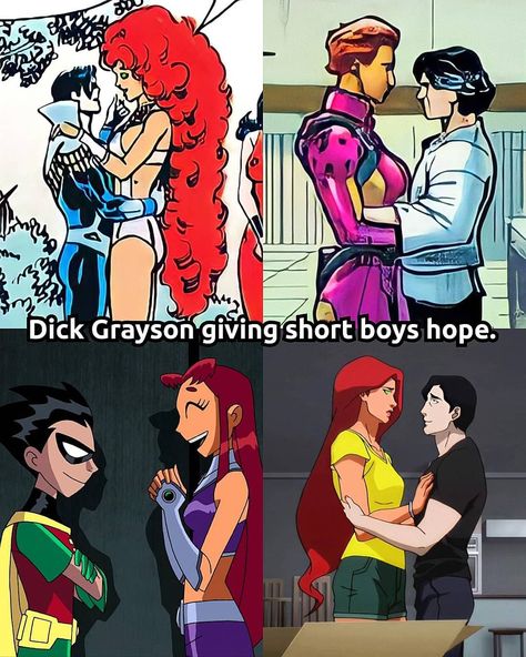 Nightwing Starfire, Nighwing, Starfire Comics, Robin Starfire, Teen Titans Love, Dc Couples, Nightwing And Starfire, Original Teen Titans, Teen Titans Fanart